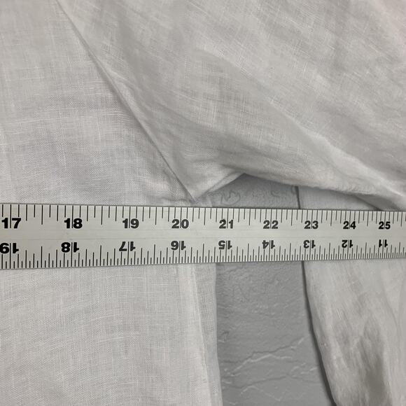 Match Point Linen Top Womens Small White Button Front Ruffle Blouse USA - Picture 4 of 6